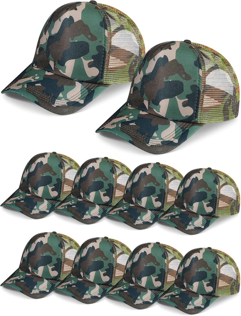 Tarpop 10 Pcs Sublimation Blank Trucker Hats Bulk Mesh Baseball Cap Polyester Mesh Trucker Hat for Men and Women - Image 1